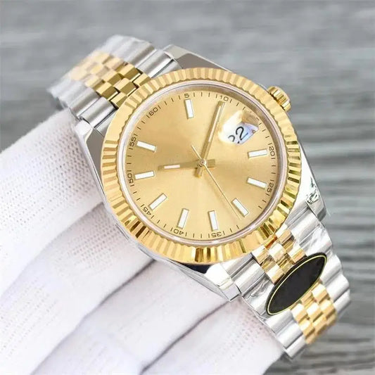 Automatic Watch for Men Mechanical Watches Stainless Steel Carved Calendar Gold Black White Waterproof Luxury Classic Business