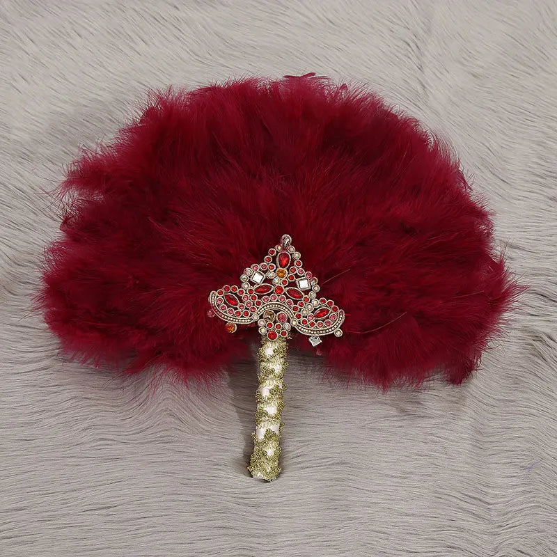 Western Wedding Bride Holding Fan, Big Round Feather Fan, Stage Performance, Dance Fan, Photography Prop, Wedding Supplies