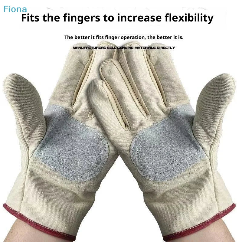 ✔Canvas Work Gloves with Leather Reinforced Palm, Heat-Resistant & Durable Safety Gloves for Gardening,Welding & Construction