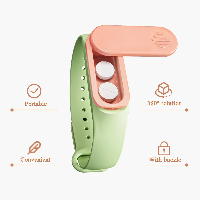 Ultra Portable Medicine Box Wristband with 360° Rotation and Lock a Portable Medicine Storage Box for the Elderly and Children