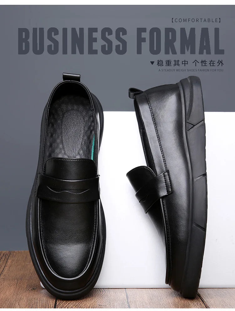 Genuine Leather Men's Business Leather Shoes Soft Soled Comfortable Men's Driving Shoes Loafers