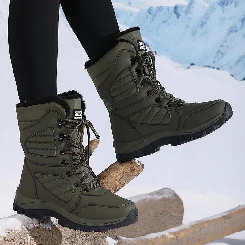 Ladies' Fashionable Snow Boots Solid Color Design Round Toe Style Ultra-fine Fiber Outer Layer Fabric Lining Rubber Sole
