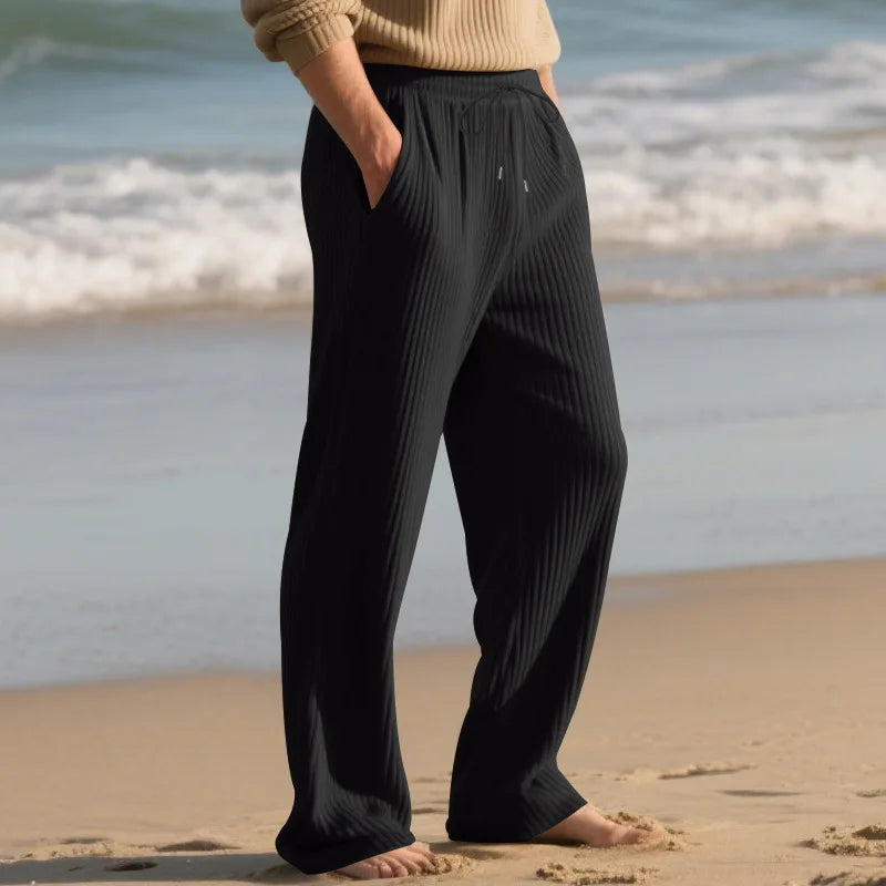 European and American Independent Station Men's Casual Trousers Loose Straight Pants Pit Strips Jacquard Wide Leg Pants