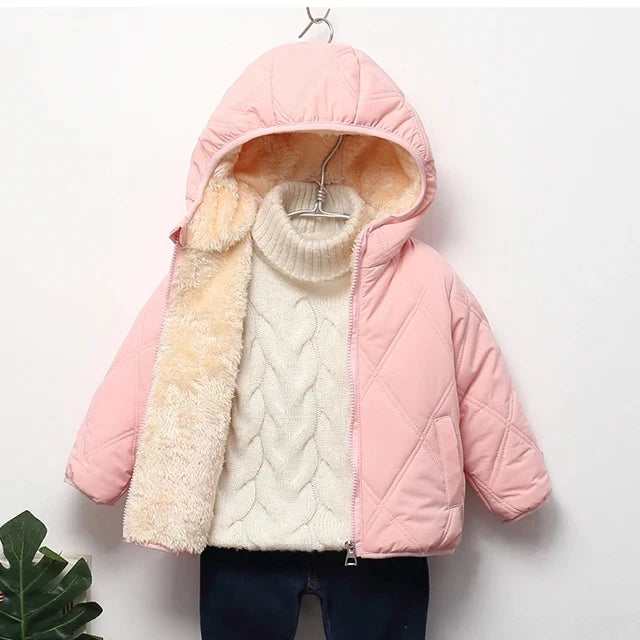Winter Baby Kids Jacket For Girls Coats Lamb Wool Plus Velvet Thick Coats Toddler Children Outwear 1-6 Year Boys Cotton Jackets