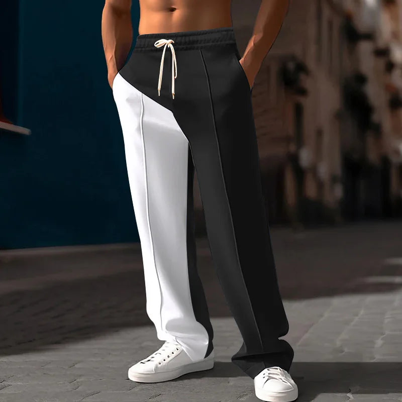 New Men's Luxury Jogging Pants Men's Plus Size Men's Straight Leg Color Blocked Casual Pants Loose and Versatile Elastic Pants
