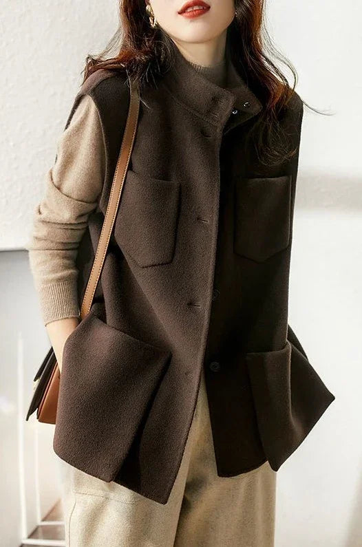 Warm Loose Wool Vest for Women Lightweight Padded Winter Clothing Elegant Waistcoat Woman Working Youthful Coats on Sale Autumn