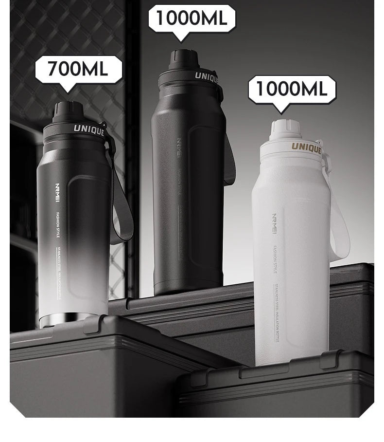 1L Insulated Stainless Steel Bottle Thermos Water Cup Qutdoor Sports with Handle Vacuum Double Wall Flasks