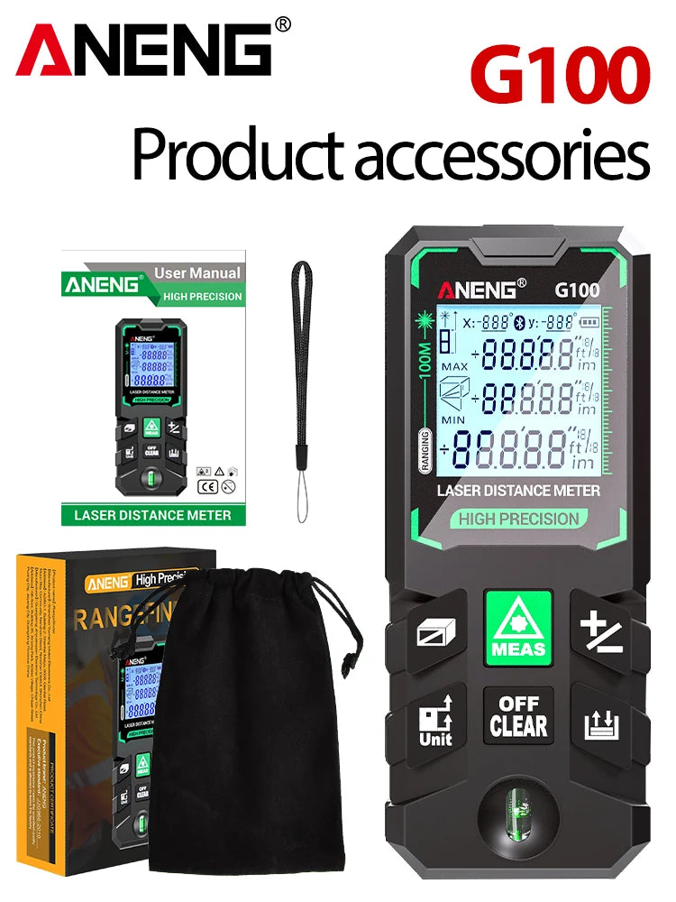 ANENG G50/G70/G100/G120 Autonomous Benchmark Rangefinder Green Laser Distance Meter 0.5~1 Second Flash Test Diastimeter Tools