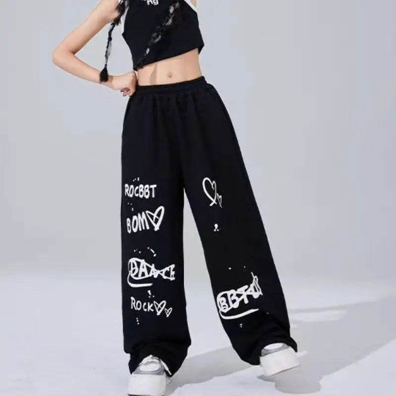 American Street Hip-hop Dance Pants Fashion Fun Print Streetwear Loose Widcasual Pants High Waist Comfortable Long Trousers