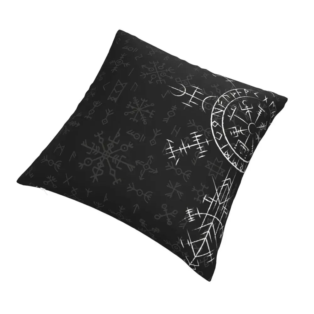 Celtic Lucky Charm Compass Symbole Celtic Vegvisir Pillowcase Viking Norse Backpack Cushion For Sofa  Coussin Covers Decorative