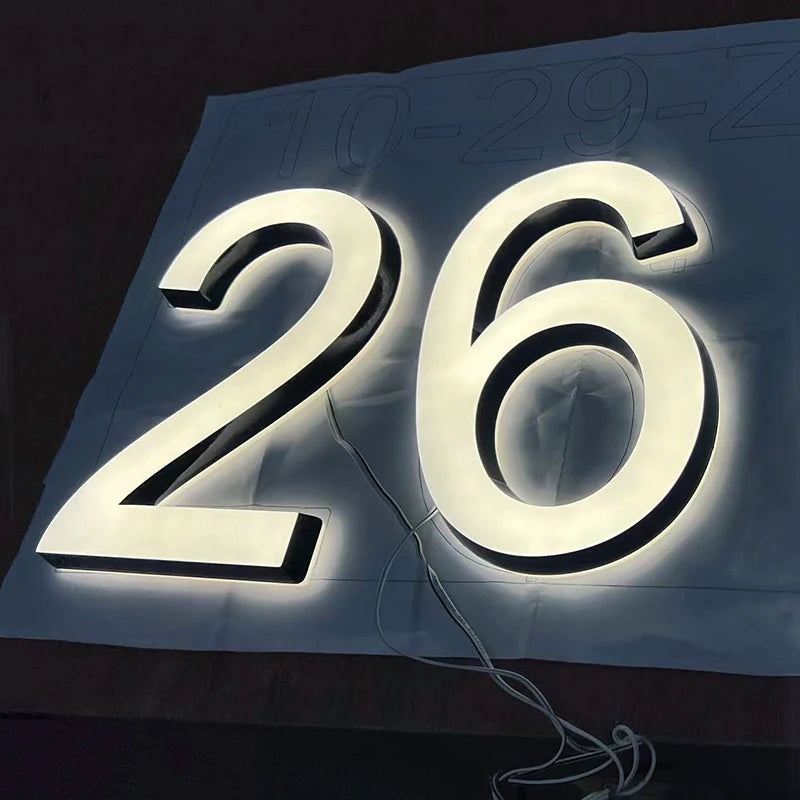 Custom LED House Number Outdoor Waterproof 3D Acrylic Illuminated House Sign Modern Residential Door Plates Lighted House Number