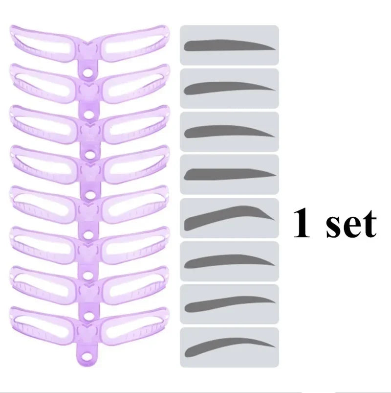 8 In 1 Reusable  Eyebrows Shape Set Eye Brow Makeup Tools and Accessories Eyebrow Stencil Beauty Makeup Brow Stamp Template