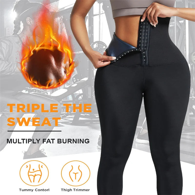 Sweat Sauna Pants Body Weight Loss Slimming Pants Waist Trainer Shapewear Tummy Hot Sweat Leggings Fitness Workout Pants