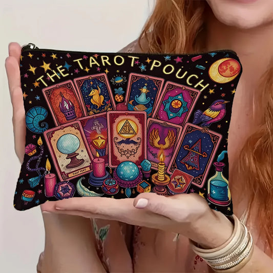 ACosmic Tarot Card Makeup Bag - Women's Multi-functional Zipper Pouch, Jewelry Storage Bag, Perfect Travel Zipper Small Storage