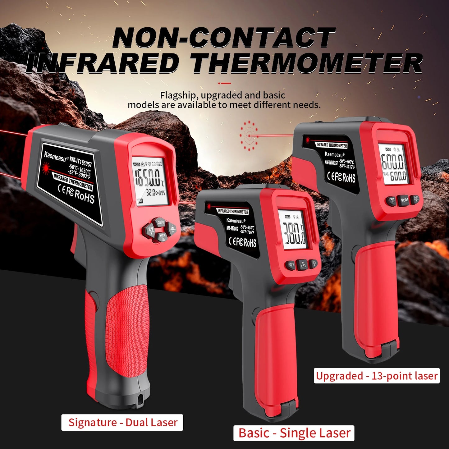 Infrared Thermometer Gun Home & Industrial Non-Contact Digital Laser Thermometer for Engine Kitchen BBQ Pizza Oil Cooking Meat