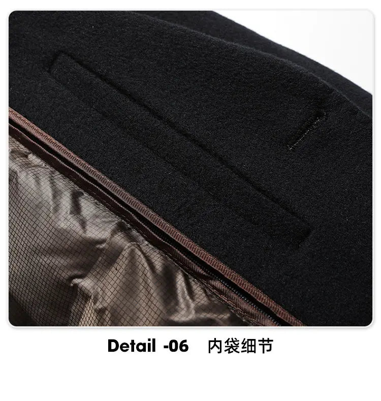 High-end, fashionable and stylish 96% wool" Casual and trendy thick wool suit with down detachable inner liner (90% down)