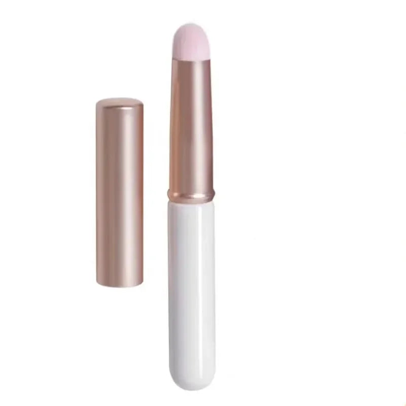 Round Head Lip Brush with Cap Lip Stain Brush Mini Portable Traveling Lipstick Brush Short Handle Professional Concealer Tools