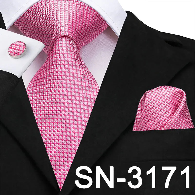 Hi-Tie Silk Men Tie Peach Pink Floral Wedding Necktie for Men Luxury Necktie Handkerchief Cufflink Fashion Design Business