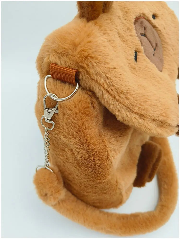 Cute Cartoon Large Capacity Kawaii Capybara Plush Backpack Schoolbag Student Women Bag Crossbody Bag Shoulder Bag Handbag Purses