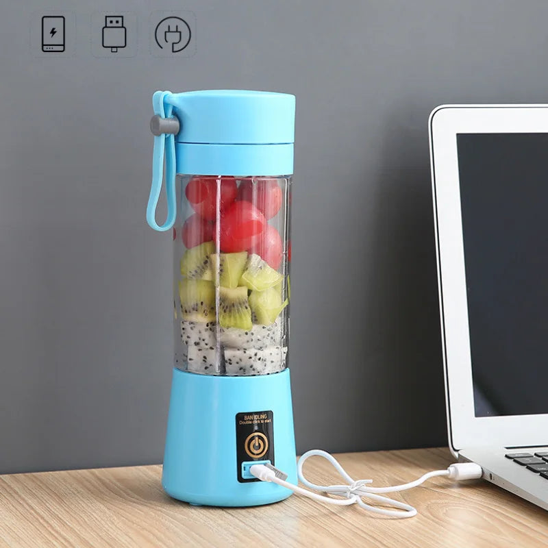 New Mini Portable Blender Bottle USB 6 Blades Fruit Fresh Juicer Smoothies Mixer Machine Crusher Food Processor for Kitchen