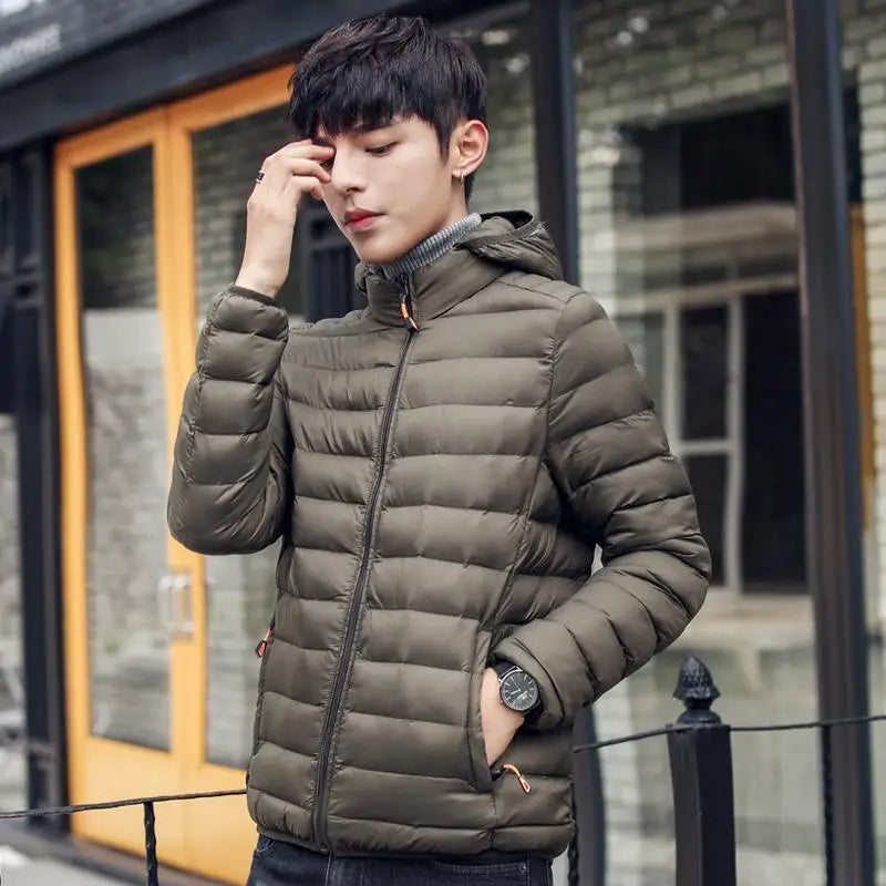 Men's Lightweight down Cotton Jaet ort Sle Casual Hooded Coat Haome Cotton Outerwear Winter New Arrival