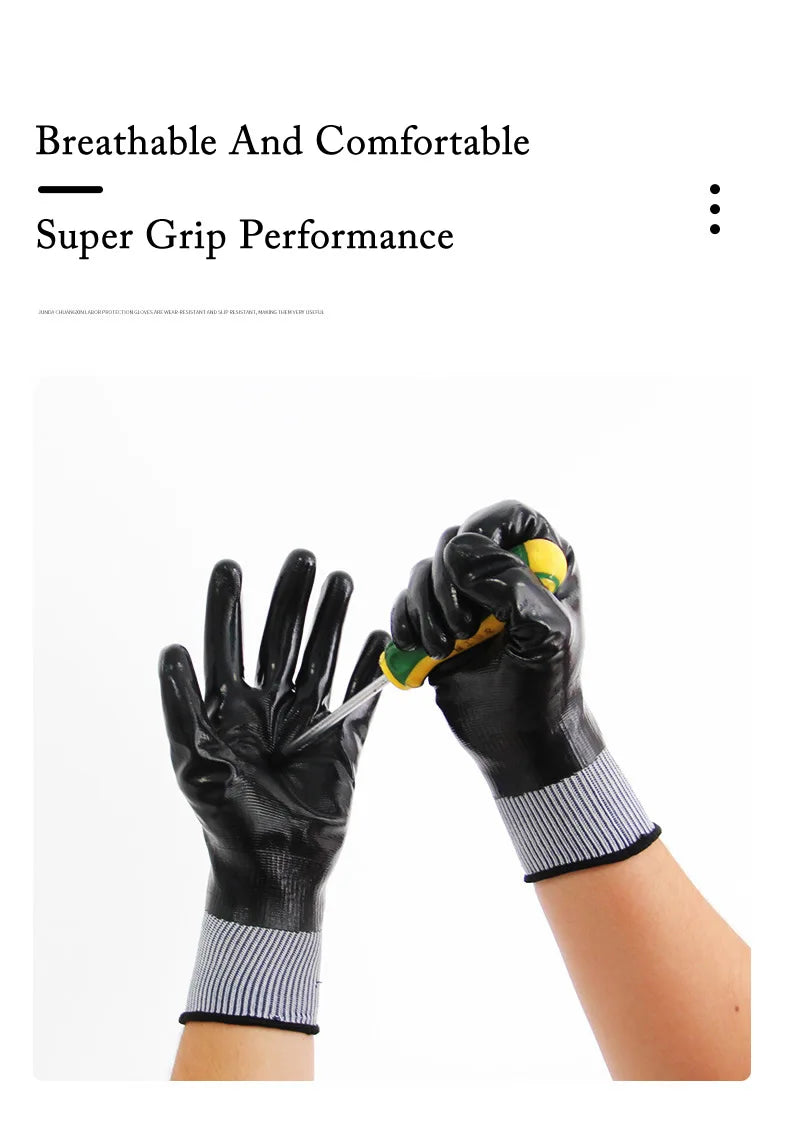 1pair Anti-Slip Waterproof Gloves Nitrile Coated Oil/Water Resistant Work Gloves For Garden Repairing Fishing Work Safety Gloves