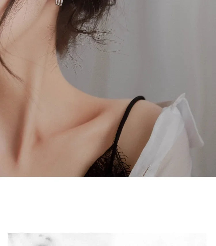 925 Sterling Silver Three layers Earrings Simple Temperament Exquisite Hot Semale Sexy Jewelry Gift
