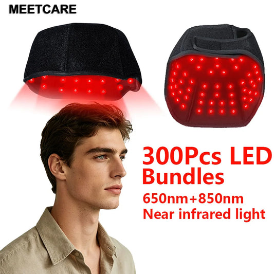 300Pcs Beams hair growth cap 650nm 850nm Red light Near Infrared 100pcs LED Light Hat Anti Hair Loss Relax scalp Massager Device