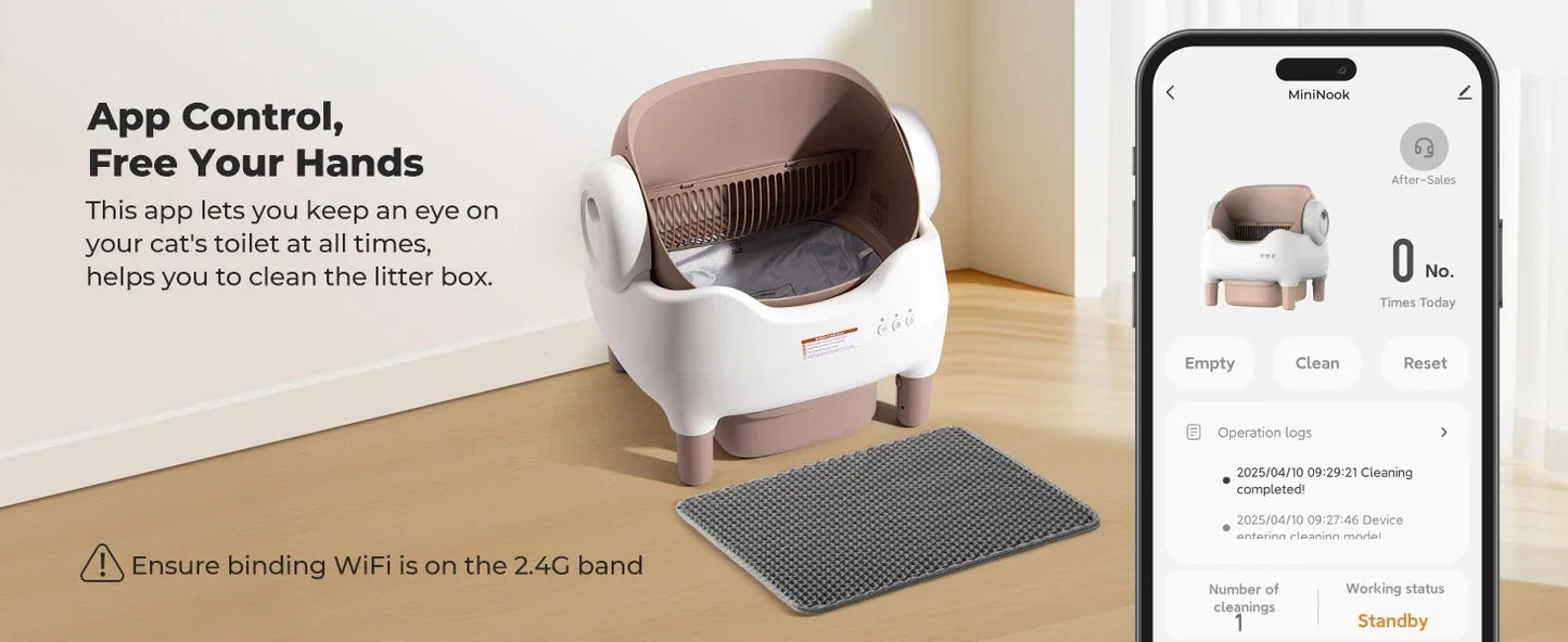 APP Controlled Automatic Cat Litter Box-Self Cleaning Odor Elimination Large Waste Bin for Multi-Cat Homes Open-Top Design
