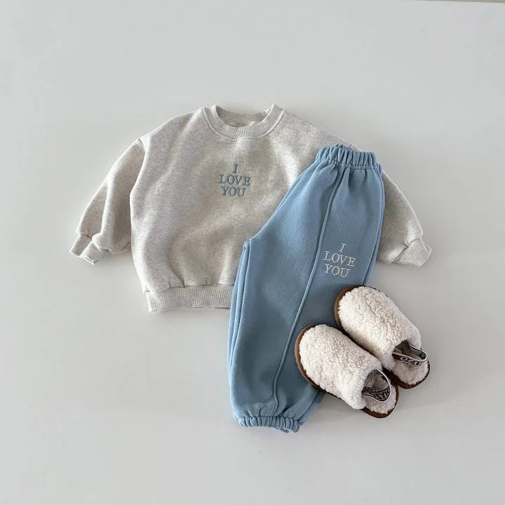 2025 Winter New Children Plus Velvet Thick Sweatshirt + Sweat Pants 2pcs Suit Boys Girls Fleece Warm Clothes Set Kids Outfits
