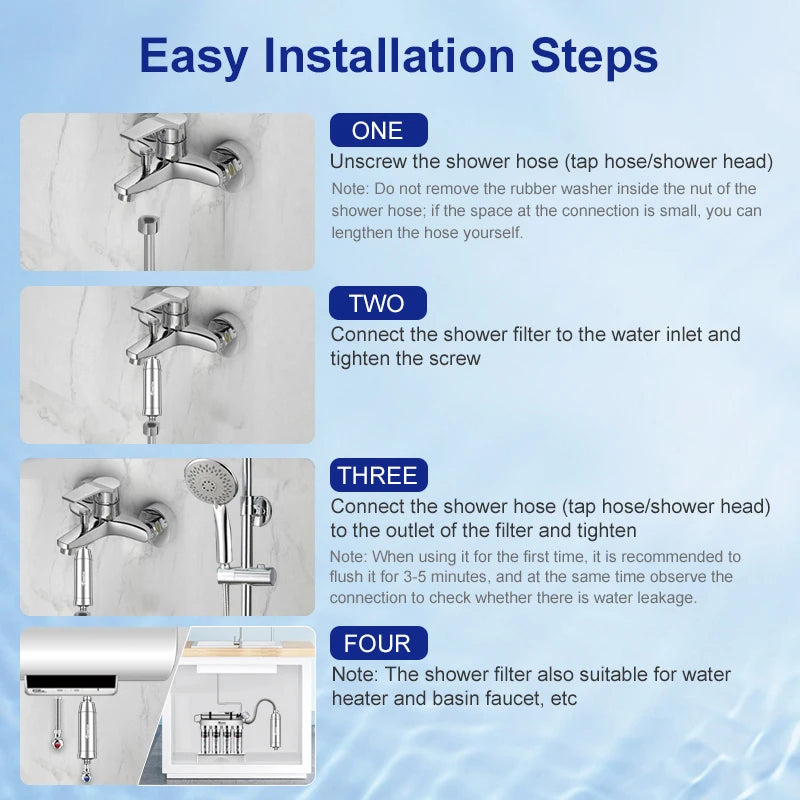 Wheelton Water Filter Shower Purifier SPA Home Bathroom Kitchen Water Softener Remove Chlorine Improve Hair Skin Condition