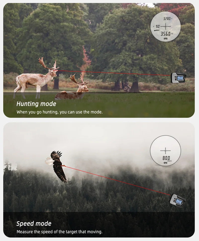 Rechargeable 1200m 650m with Slope Adjusted Flag-Lock Vibration Laser Distance Meter Telescope Golf Laser Rangefinder