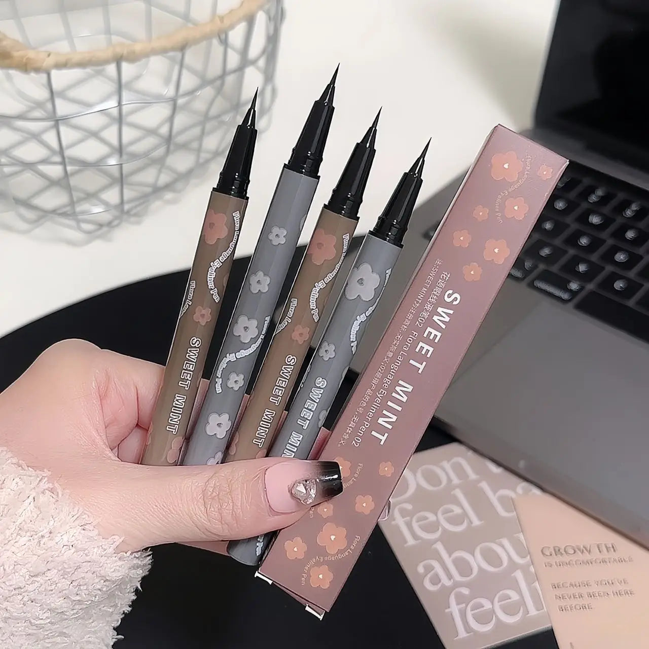 SWEETMINT Eyeliner Pen Quick Dry Liquid Eye Liner Easy To Draw Ultra-fine Lying Silkworm Pencil Black Brown Lower Eyelash Makeup