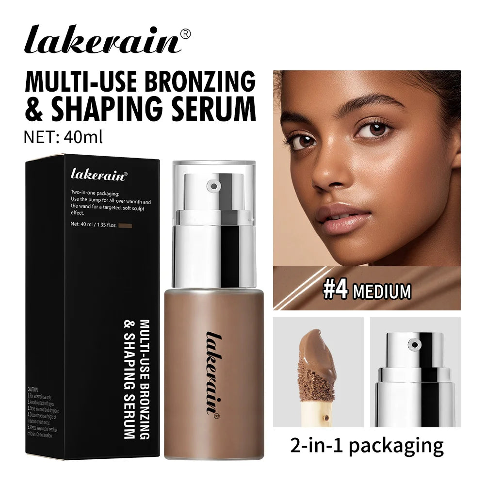 Lakerain Contouring Shaping Serum Long Lasting Nature Bronzing Foundation Deep Moisturizing Brighten Facial Contouring Concealer