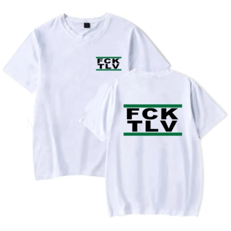 Summer Tops Printed FCK TLV T shirts Crew Neck Casual Tops Men Women Short Sleeve T-Shirt 4XL