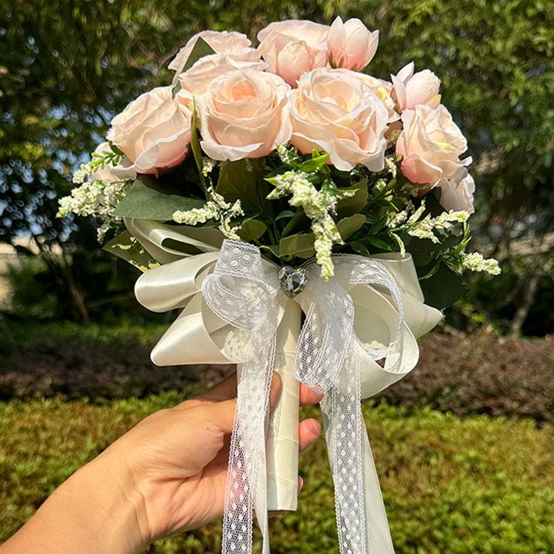 1PC Wedding Bouquet for Bride Wheat Ear and Green Leaf Wedding Bouquet Ceremony Anniversary Bridal Shower Wedding Accessories