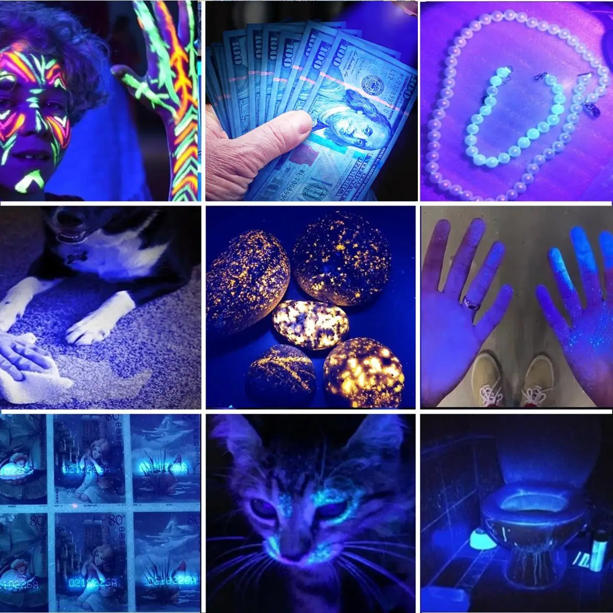 Ultraviolet 365/395nm Zoom Ultra Violet flashlight UV Fluorescent Blacklight Invisible Marker Curing Cat Dog Detector TK504