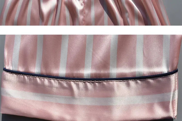Pajama Pants For Women Silk Satin Trousers Stripes Thin Loose Plus-size Ice Home Pants Night Wears Sleep Bottoms For Female