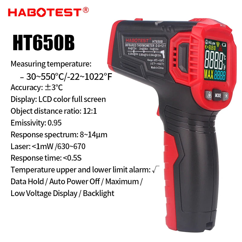 Digital Infrared Thermometer -50~600℃ IR Laser termometro Pyrometer Gun Non-Contact Laser Temperature Meter gauge Tools