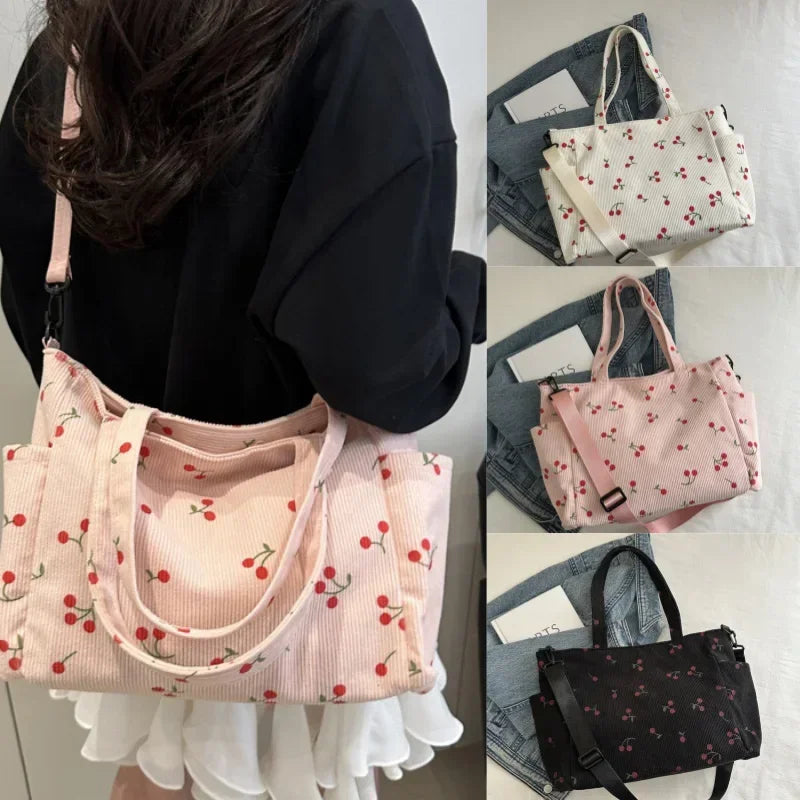 Ladies' shoulder bag, new corduroy hand-held large-capacity handbag, suitable for commuting, attending classes and traveling