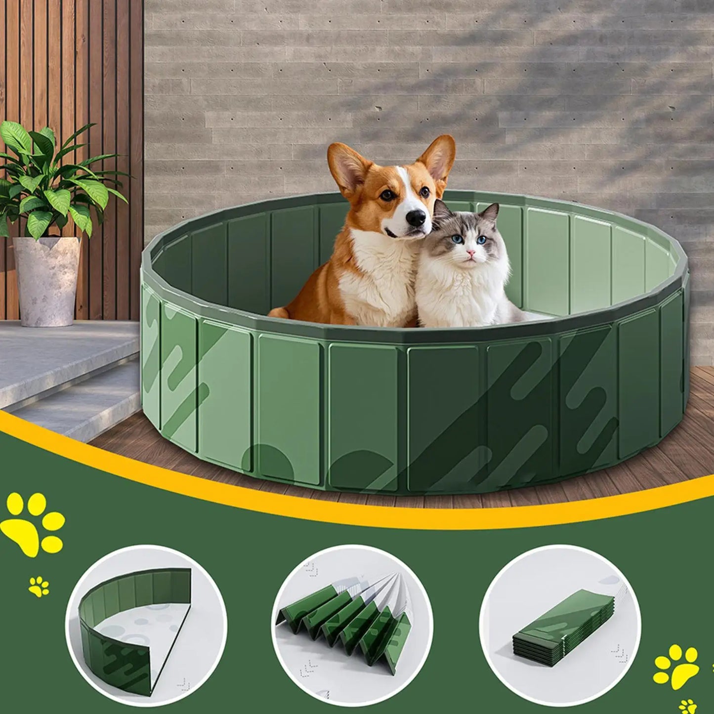 Pet Pool Kiddie Tub Portable Pet Pool Foldable Doggy Pools Outdoor Non slip Pet Bath Pet Cleaning Water Basin Pet Supplies