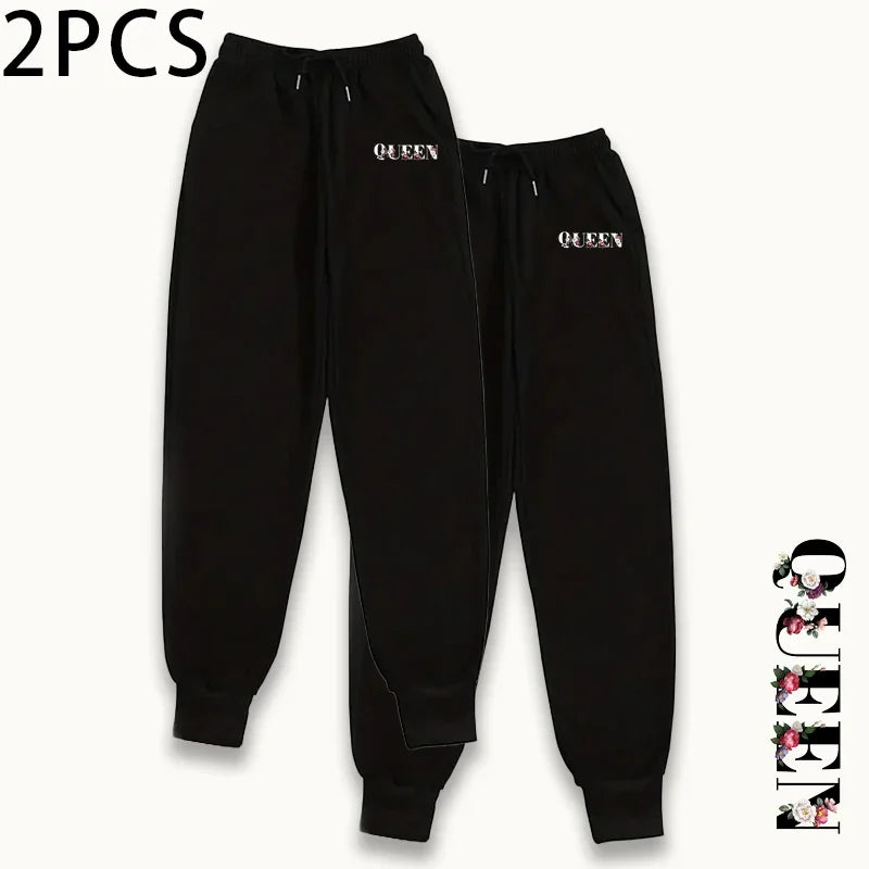 Womens Jogging Pants 2 Piece Set High Waist Sweatpants Fall Winter Lounge Wear Comfort Fit Yoga Casual Trousers 2packs Bottoms