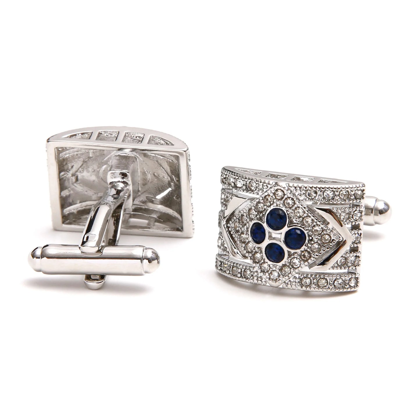 1 Pair Luxury Gold Cufflinks for Men - Black Zirconia Studded Dress Shirt Accessories