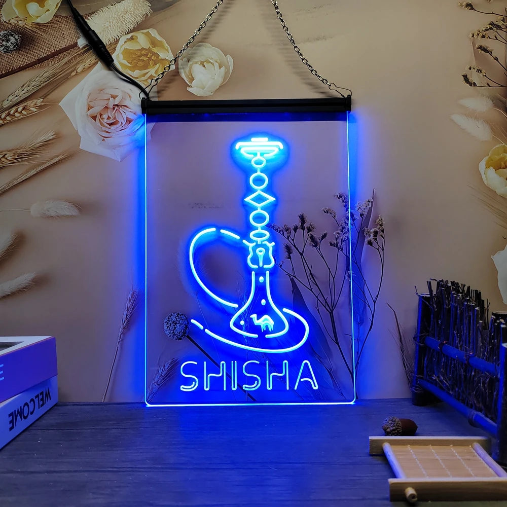 Hookah Shisha Shop Home Room Man Cave Decoration-3D Carving LED Neon Sign Home Decor Wall Wedding Creative Bedroom Desk