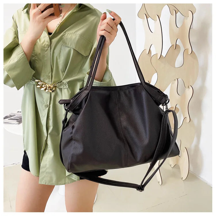 Big Black Tote Bags for Women Large Hobo Shopper Bag Roomy Handbag Quality Soft Leather Crossbody Bag Ladies Travel Shoulder Bag