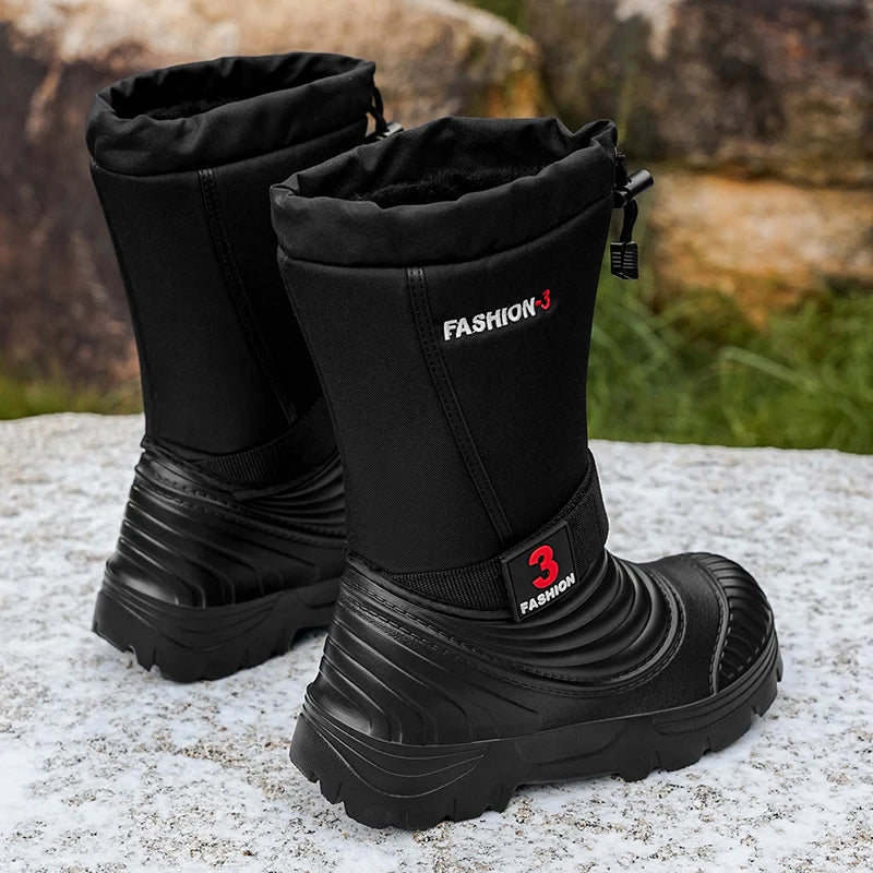 Men's New Snow Boots for Autumn and Winter, Fleece-Lined and Thickened, Cold-Proof, Outdoor Warm, Waterproof, Anti-Skiing, Hiking