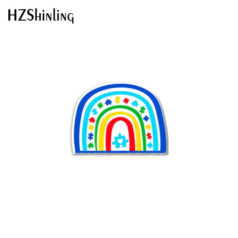2023 New Autism Awareness With Heart Acrylic Lapel Pin Epoxy Butterfly Clasp Pin Handmade Butterfly Brooch