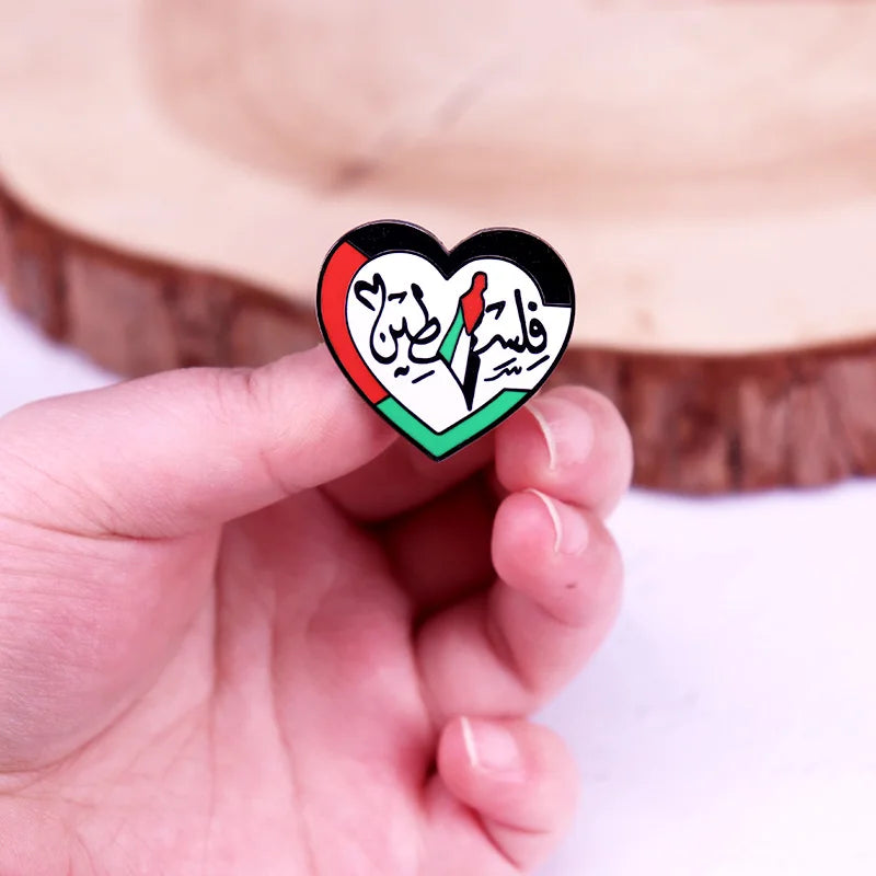 Palestine-Flag Enamel Pin map badge heart brooch Lapel pin