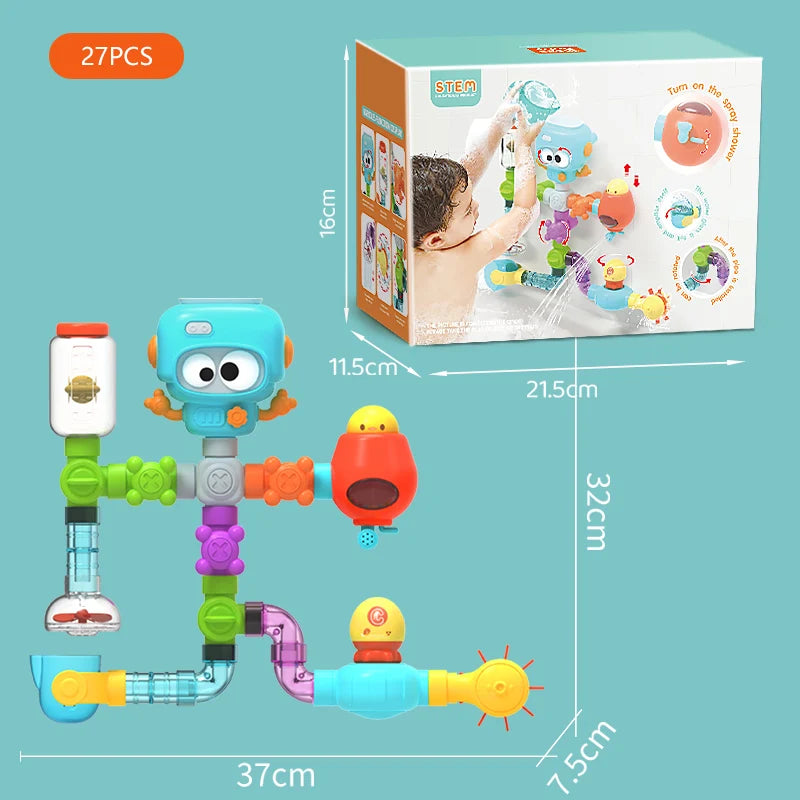 Baby Bath Toys with Strong Suction Cups Tubes Spinner Squirt Water Game Set Toddlers Kids Shower Pool for 3 Years Children Gifts