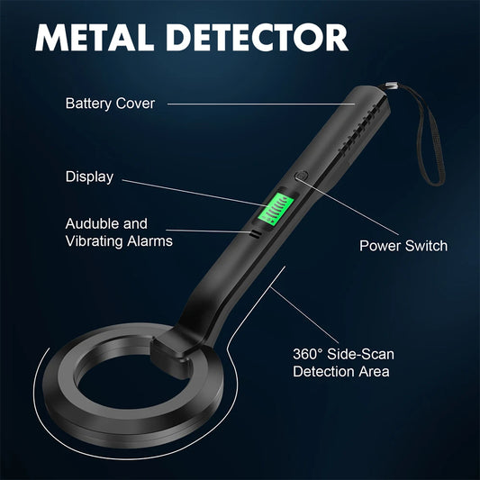 Metal Detector Handheld Sound Vibrate Alarm High Sensitivity Metal Scanner Security Checker Pinpointer Search Coil Metal Finder